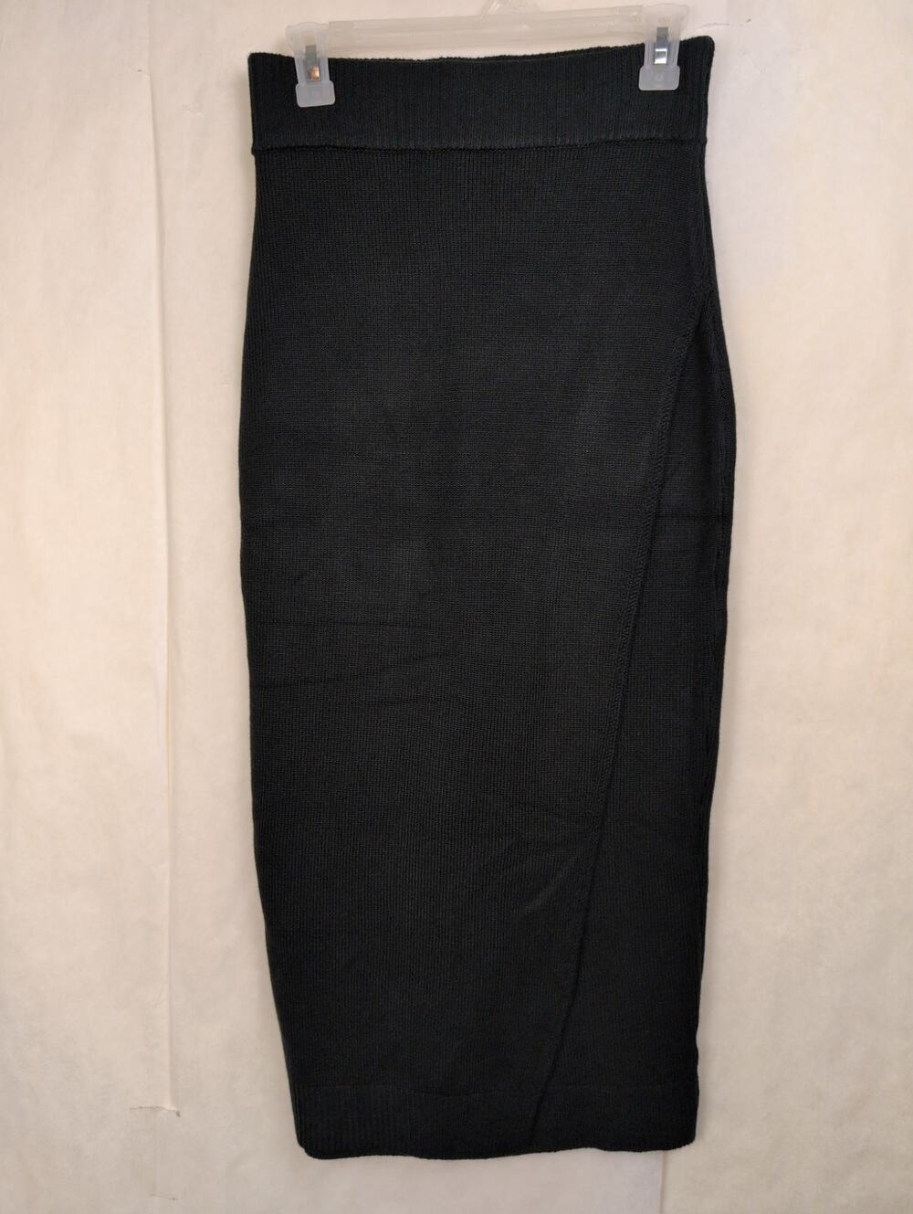 Modern Citizen black heavy knit wrap midi sweater skirt Size Sm Minimal Office